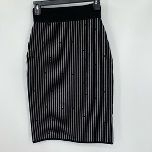 DVF Diane von Furstenberg Vidhi Larsen black white stripe skirt knit new XXS